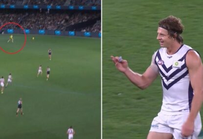 Fyfe randomly thinks ump is a teammate, gets pinged for deliberate