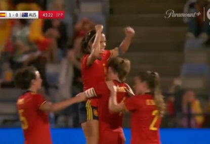 Spain produces some long-range stunners to sink Matildas in lop-sided second half