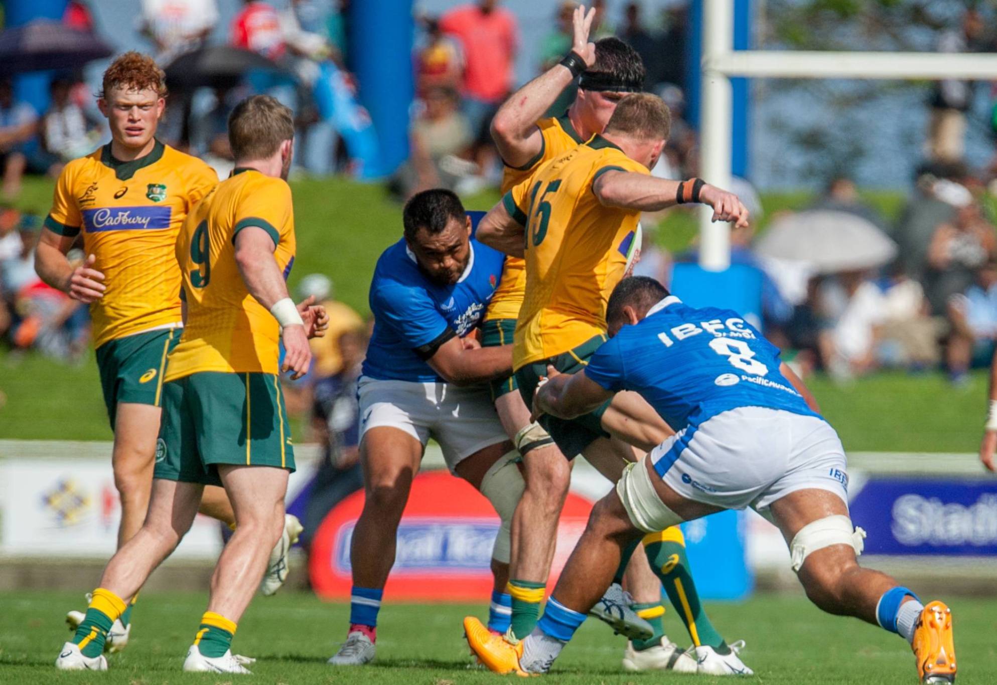 Australian A vs Samoa during the World Rugby Pacific Nations match between Australia A and Samoa at HFC Stadium on July 2, 2022 in Suva, Fiji. (Photo by Pita Simpson/Getty Images)