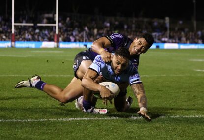 Storm's six-year streak of top-two finishes under threat after Sharks go on feeding frenzy