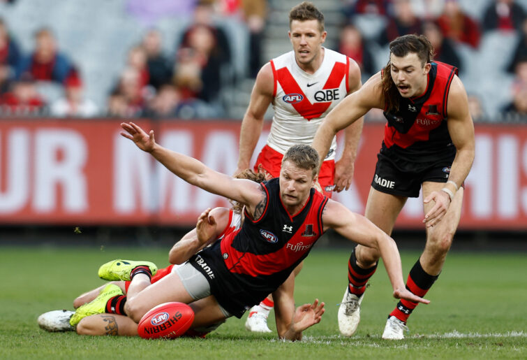 Jake Stringer of the Bombers chases the ball.