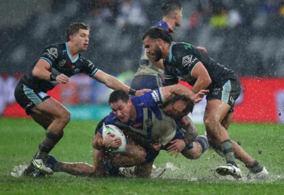 Sharks swim past Dogs in downpour to keep top four hopes alive