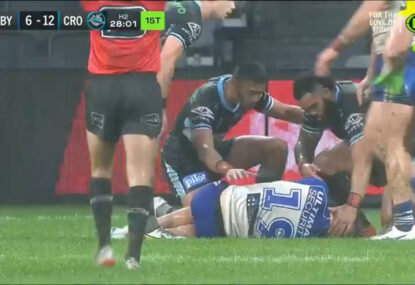 Concern for Bulldogs debutant who was knocked out cold trying to stop Andrew Fifita