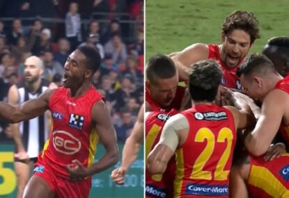 Magical scenes as Suns debutant mobbed after joining first kick, first goal club