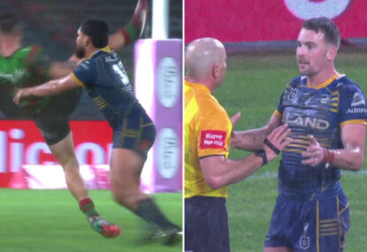 Clint Gutherson in disbelief after teammate was put on report for 'pushing' the kicker