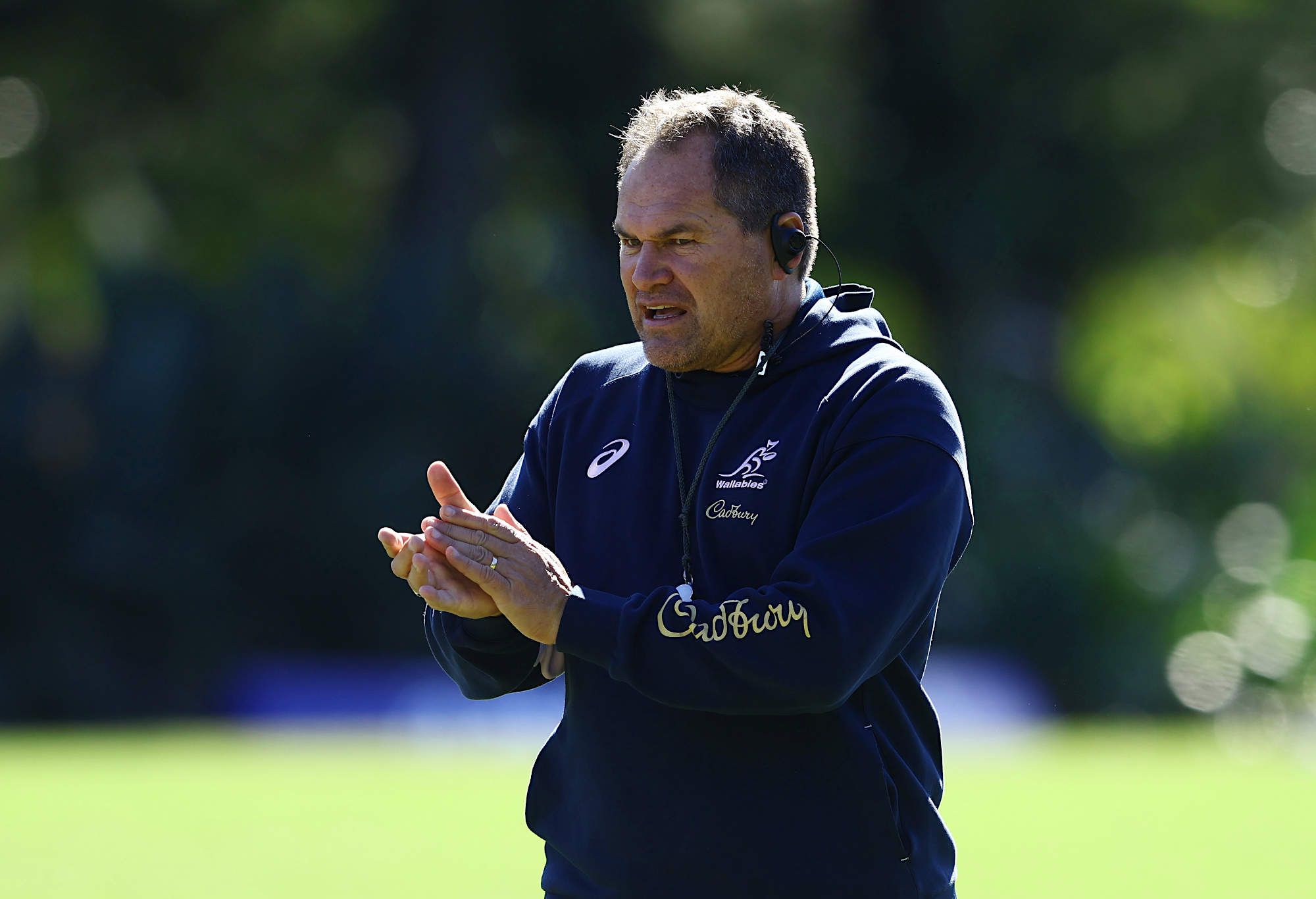 Dave Rennie looks on during a Wallabies training session