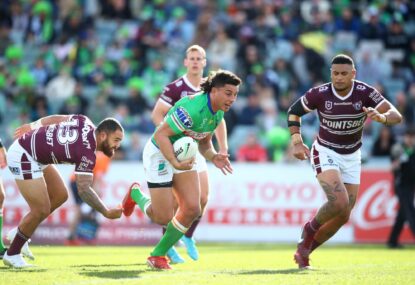 Desperate times for Des with Hasler's future clouded after Raiders thrash once-proud Sea Eagles