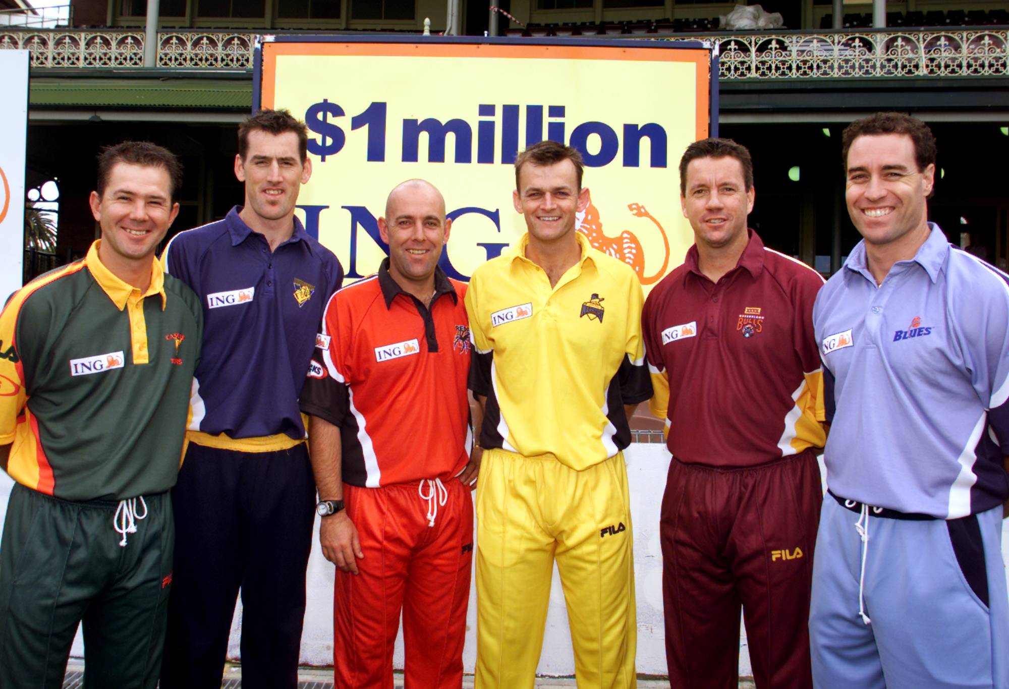 04 Oct 2001:   Team captains pose for a photo at the season launch of the ING Cup held at the Sydney Cricket Ground in Sydney, Australia. DIGITAL IMAGE. Mandatory Credit: Scott Barbour/ALLSPORT