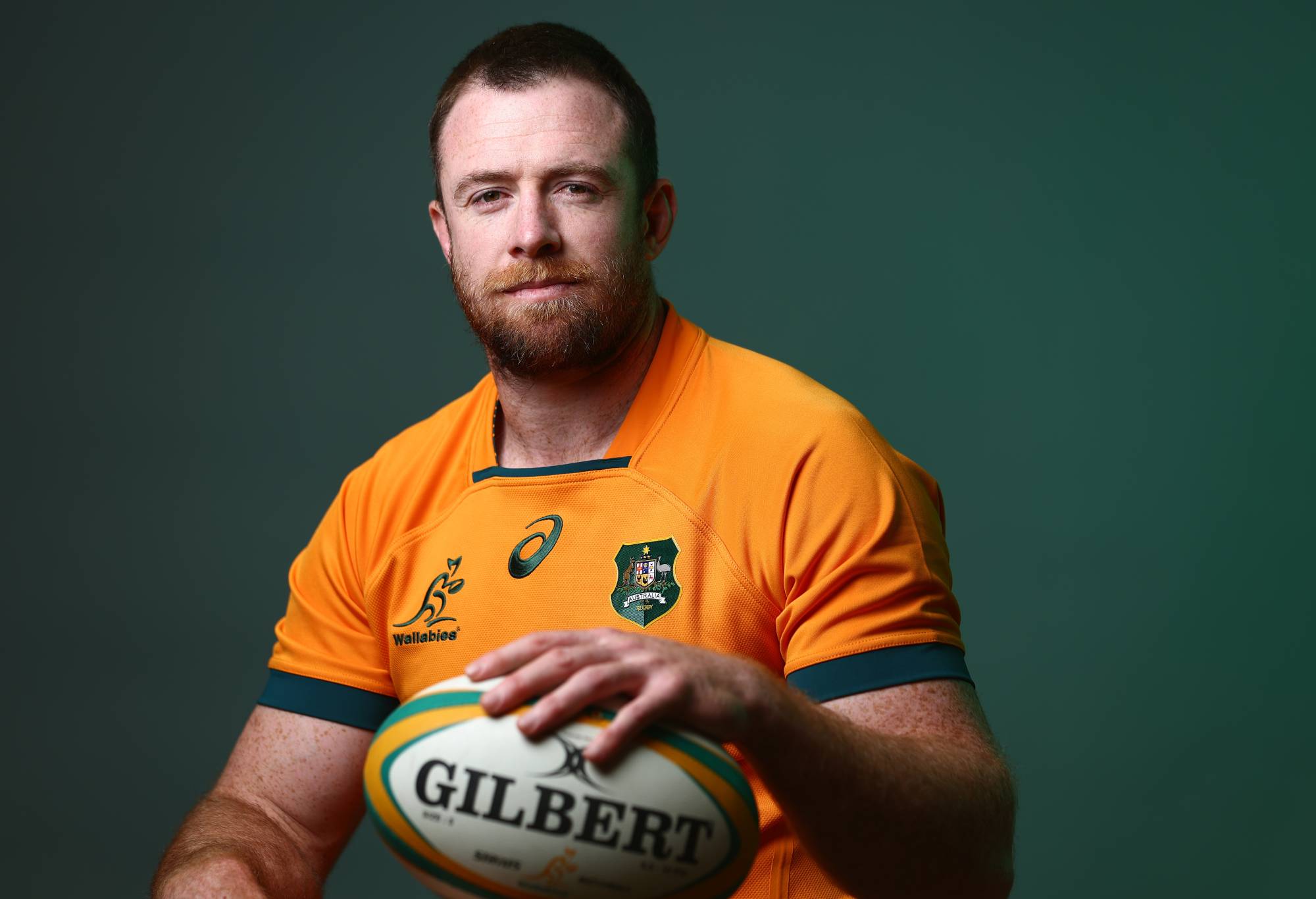 Jed Holloway poses during the Australian Wallabies 2022 team headshots session on June 24, 2022 in Sunshine Coast, Australia. (Photo by Chris Hyde/Getty Images for Rugby Australia)