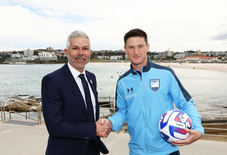 New Sydney FC signing Joe Lolley with Steve Corica