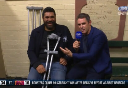 WATCH: Mose Masoe gives the most wholesome interview from the Roosters' rooms