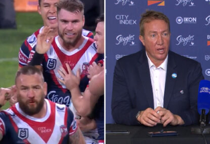 WATCH: The subtle, spicy JWH moment with Roosters teammate that delighted Trent Robinson