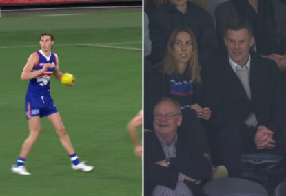 Jason Dunstall doesn't miss the chance to roast Luke Darcy after son's first AFL touch