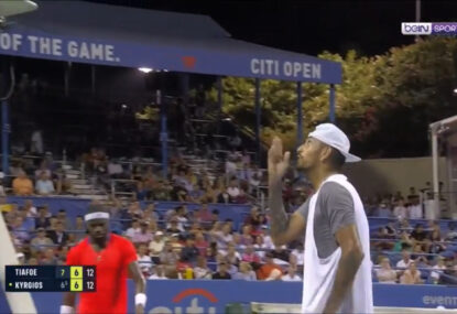 Kyrgios' opponent blows up at chair umpire for not penalising Kyrgios for earlier blow-up