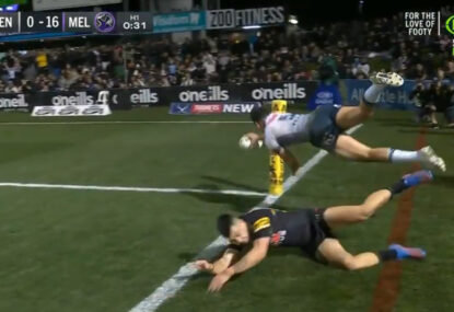 Charlie Staines comes up with a breathtaking try saver to deny Xavier Coates
