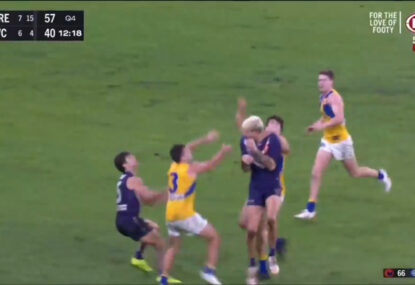 Derm calls for Dockers' tall to come off after he ducks out of a marking contest