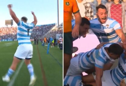 WATCH: Pure joy as Pumas cap off famous Wallabies smashing in the most fitting way
