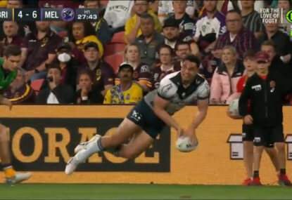 Brisbane gifted a try after a massive howler from Xavier Coates
