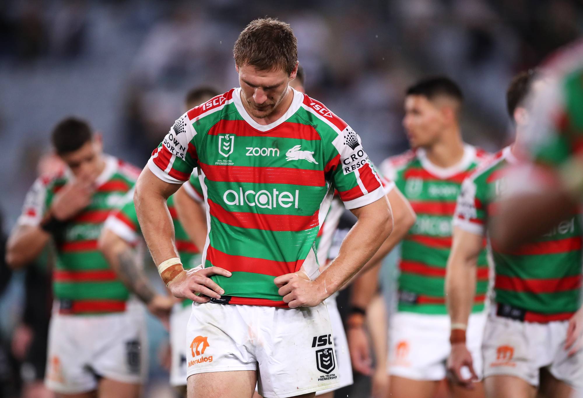 SYDNEY, AUSTRALIA - OCTOBER 17: Jed Cartwright of the Rabbitohs looks dejected after defeat during the NRL Preliminary Final match between the Penrith Panthers and the South Sydney Rabbitohs at ANZ Stadium on October 17, 2020 in Sydney, Australia. (Photo by Mark Kolbe/Getty Images)