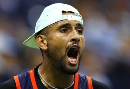 Kyrgios melts down with epic racquet-smashing tantrum after US Open loss