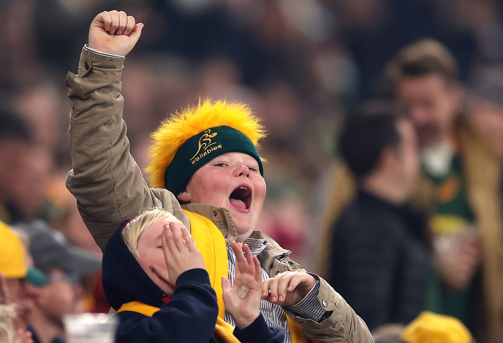 A young Wallabies fan shows support during The Rugby Championship match between the Australia Wallabies and South Africa Springboks at Allianz Stadium on September 03, 2022 in Sydney, Australia. (Photo by Mark Kolbe/Getty Images)