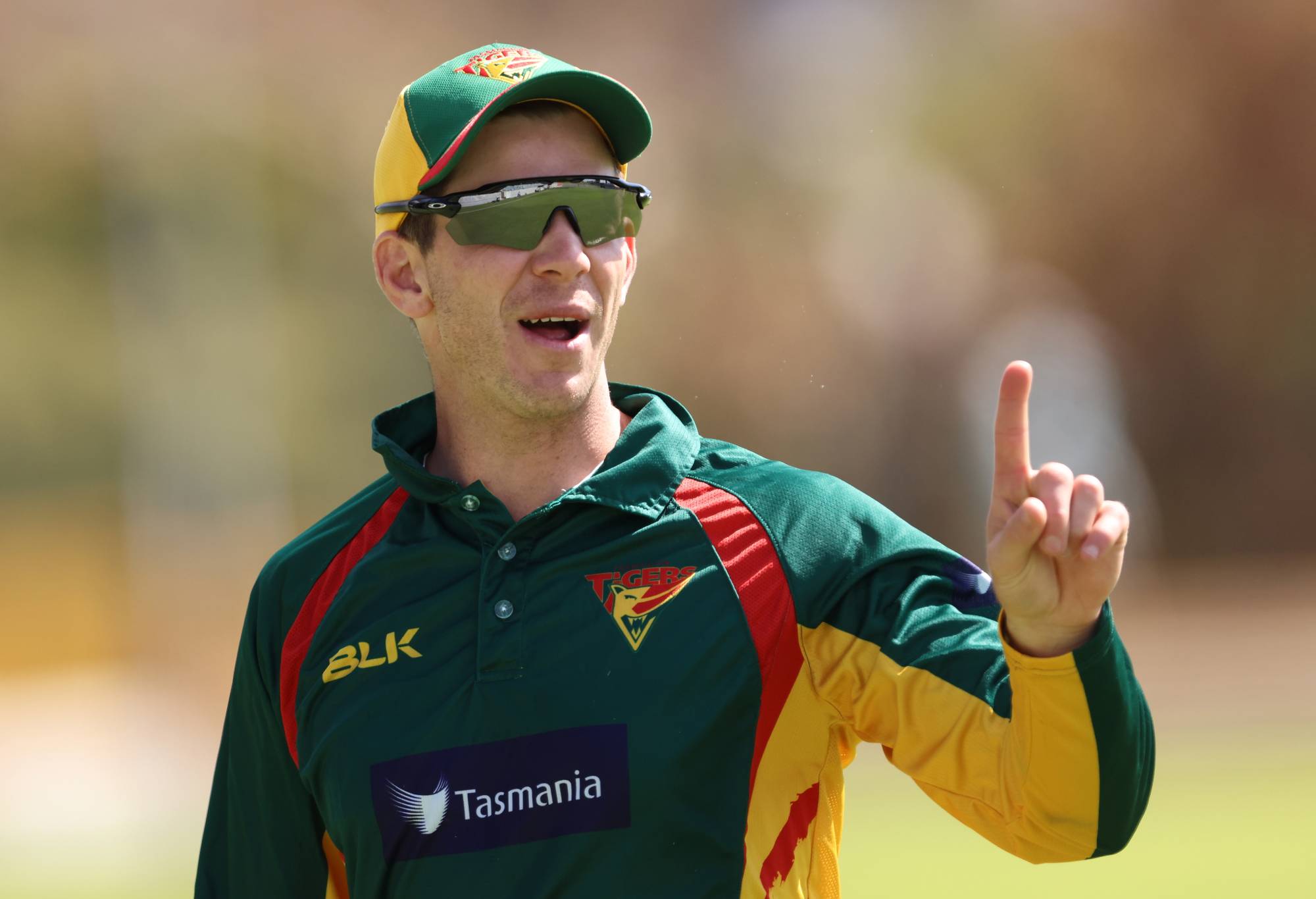 PERTH, AUSTRALIA - APRIL 08: Tim Paine of Tasmania looks on during the Marsh One Day Cup match between Western Australia and Tasmania at the WACA on April 08, 2021 in Perth, Australia. (Photo by Paul Kane/Getty Images)
