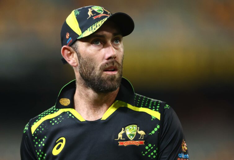BRISBANE, AUSTRALIA - OCTOBER 07: Glenn Maxwell of Australia looks on during game two of the T20 International Series between Australia and the West Indies at The Gabba on October 07, 2022 in Brisbane, Australia. (Photo by Chris Hyde - CA/Cricket Australia via Getty Images)
