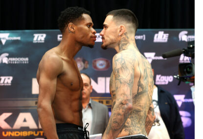 Kaboom! Wild scenes as Kambosos Jr and Haney camps need to be separated at weigh-in