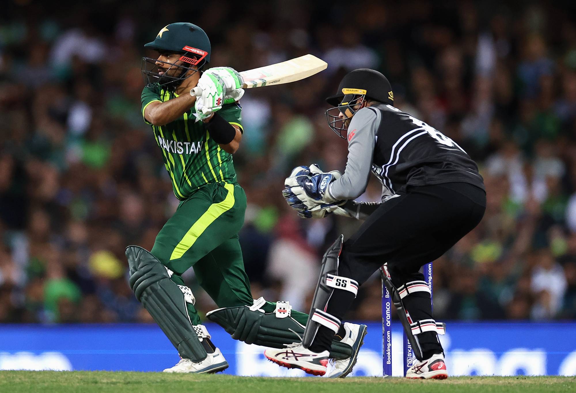 SYDNEY, AUSTRALIA - NOVEMBER 09: Babar Azam of Pakistan bduring the ICC Men's T20 World Cup Semi Final match between New Zealand and Pakistan at Sydney Cricket Ground on November 09, 2022 in Sydney, Australia. (Photo by Cameron Spencer/Getty Images)