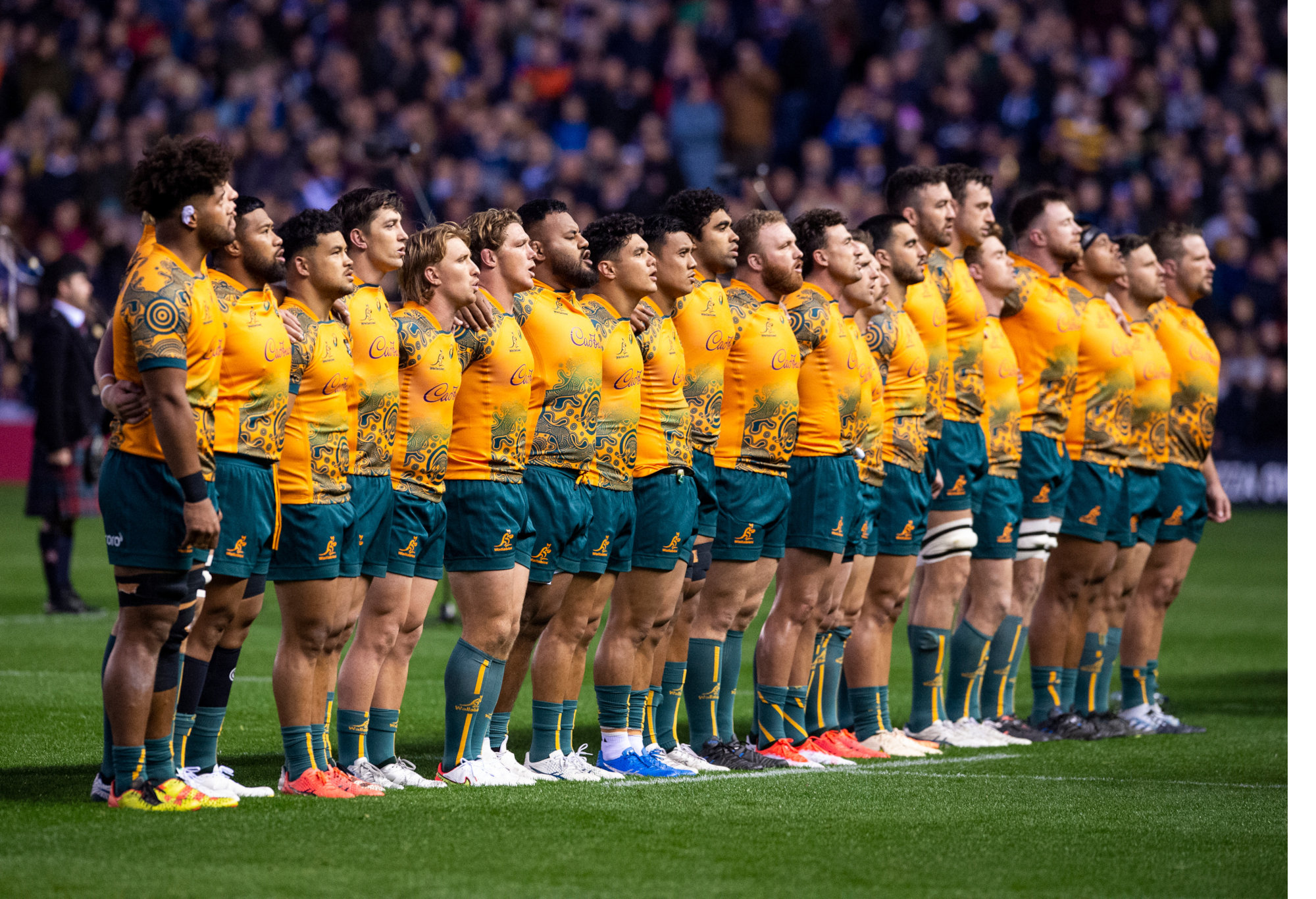 Australian team sing the Aussie national Anthem