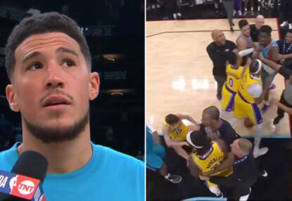 WATCH: 'Push people in the chest' - Devin Booker calls out ejected Laker's cheap shot
