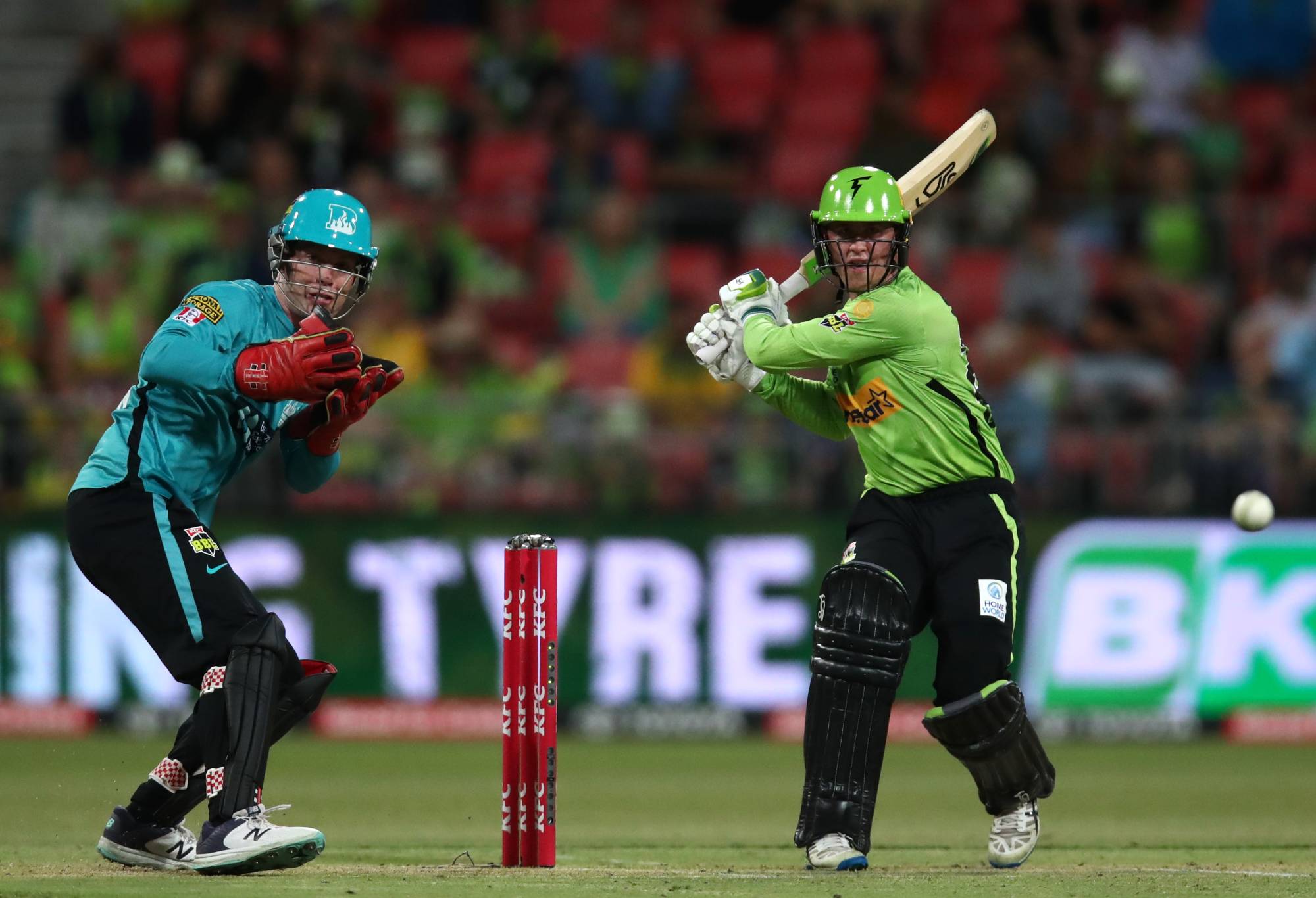 SYDNEY, AUSTRALIA - DECEMBER 27: Matthew Gilkes of the Thunder bats during the Men's Big Bash League match between the Sydney Thunder and the Brisbane Heat at Sydney Showground Stadium on December 27, 2022 in Sydney, Australia. (Photo by Jason McCawley/Getty Images)