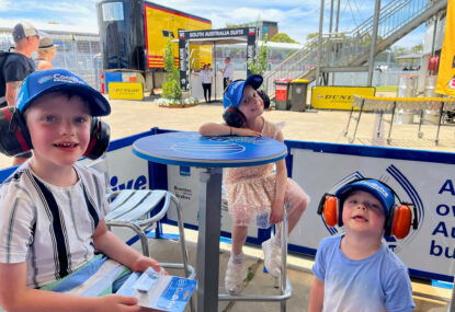 Five-year-old cancer patient Audrey behind the scenes at the Adelaide 500