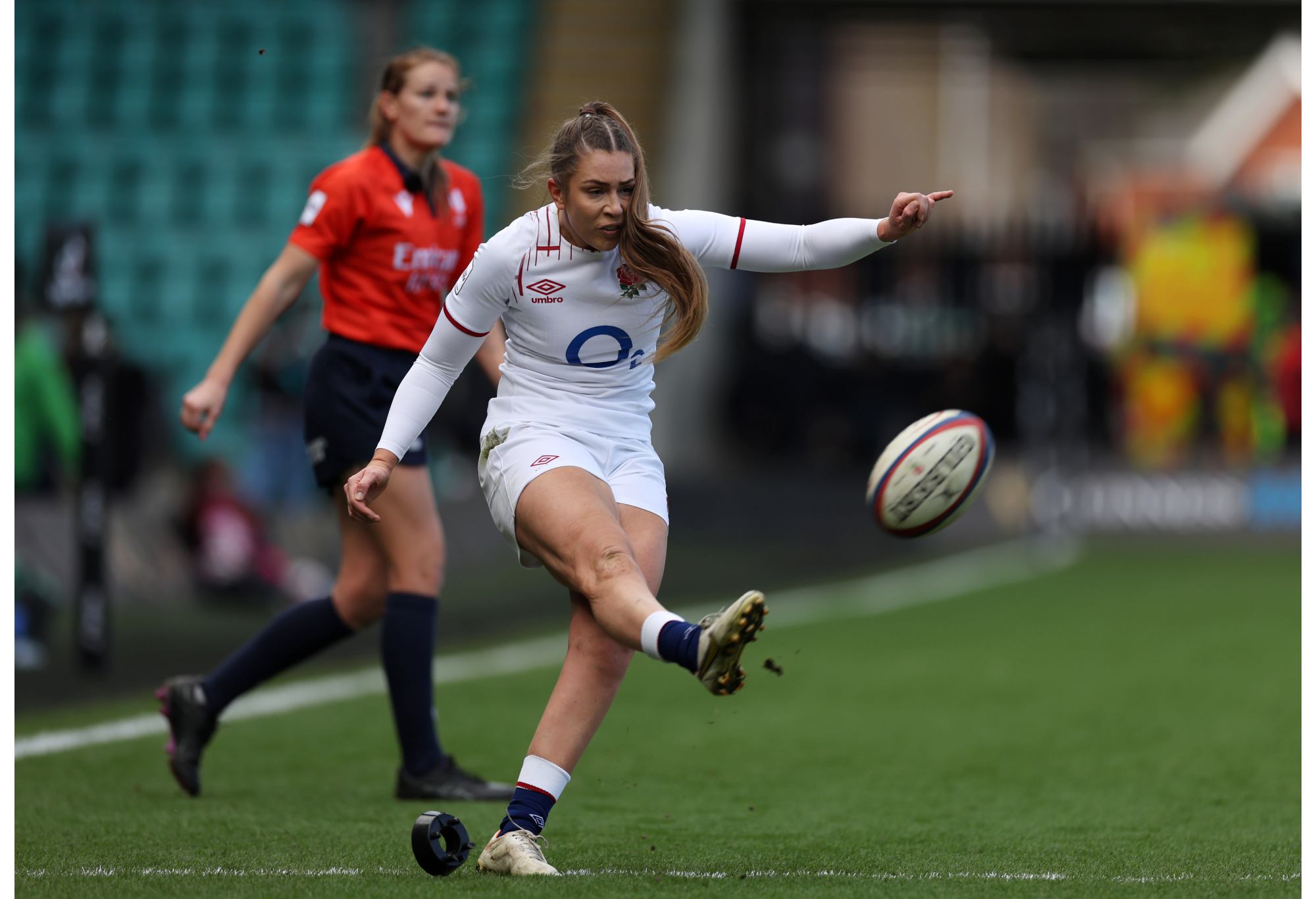 NORTHAMPTON, ENGLAND - APRIL 02: Holly Aitchison of England during the TikTok Women's Six Nations match between England and Italy at Franklin's Gardens on April 02, 2023 in Northampton, England. (Photo by Catherine Ivill - RFU/The RFU Collection via Getty Images)