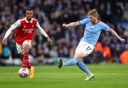 City take control of EPL title race as de Bruyne double settles Arsenal decider