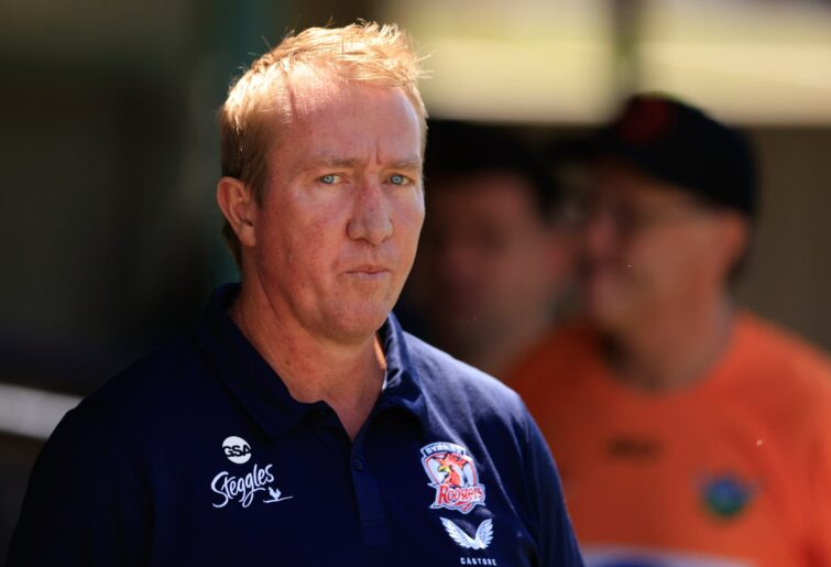QUEANBEYAN, AUSTRALIA - FEBRUARY 27: Trent Robinson looks on during the NSW Cup Trial Match between the North Sydney Bears and the Canberra Raiders at Seiffert Oval on February 27, 2021 in Queanbeyan, Australia. (Photo by Mark Evans/Getty Images)