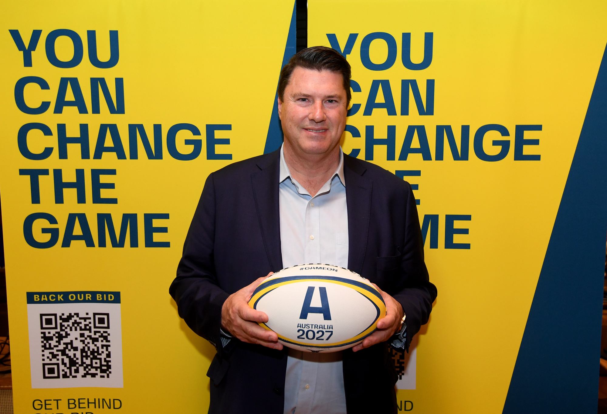 LONDON, ENGLAND - NOVEMBER 10: Hamish McLennan, Rugby Australia Chairman, poses during the Australia 2027 Rugby World Cup Bid UK Media Briefing at Granger & Co on November 10, 2021 in London, England. (Photo by Tom Dulat/Getty Images for Rugby Australia)