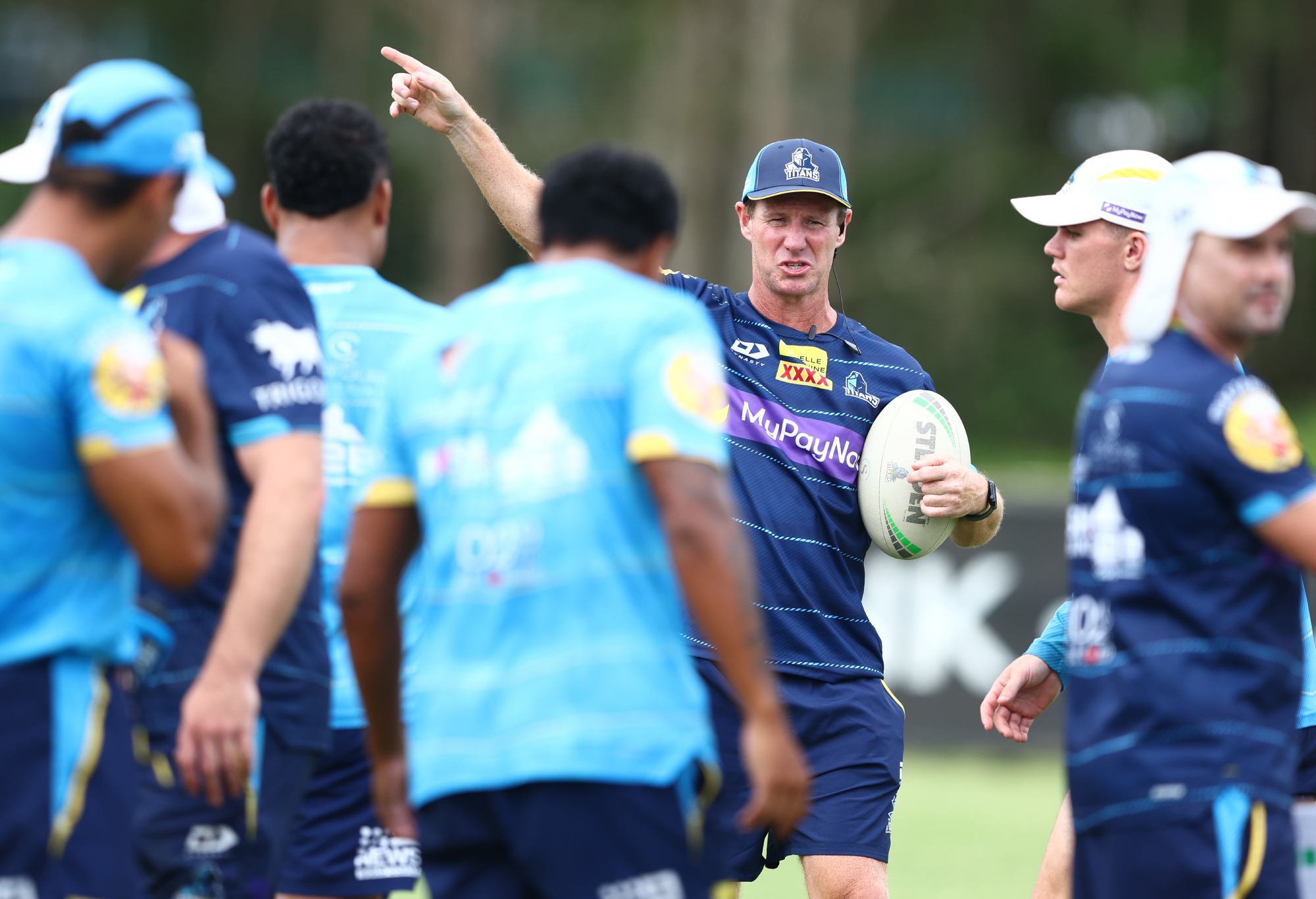 GOLD COAST, AUSTRALIA - FEBRUARY 02: Head coach Justin Holbrook during a Gold Coast Titans NRL training session at Cbus Super Stadium on February 02, 2023 in Gold Coast, Australia. (Photo by Chris Hyde/Getty Images)