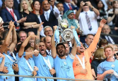 City one step from treble after fastest goal in FA Cup finals history sets up win over Manchester rivals
