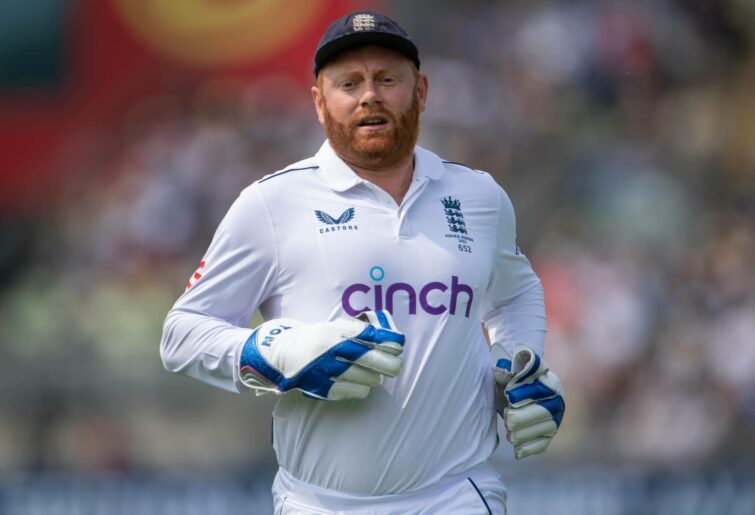England wicket keeper Jonathan Bairstow during Day Three of the LV= Insurance Ashes 1st Test match between England and Australia at Edgbaston on June 18, 2023 in Birmingham, England. (Photo by Visionhaus/Getty Images)