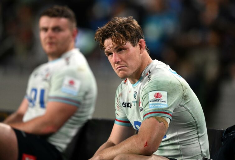 Michael Hooper of the Waratahs looks on after losing the Super Rugby Pacific Quarter Final match between Blues and Waratahs at Eden Park, on June 09, 2023, in Auckland, New Zealand. (Photo by Hannah Peters/Getty Images)