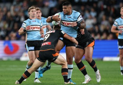 ANALYSIS: Sharks stutter against spirited Tigers, but second half rally keeps Cronulla in top four hunt