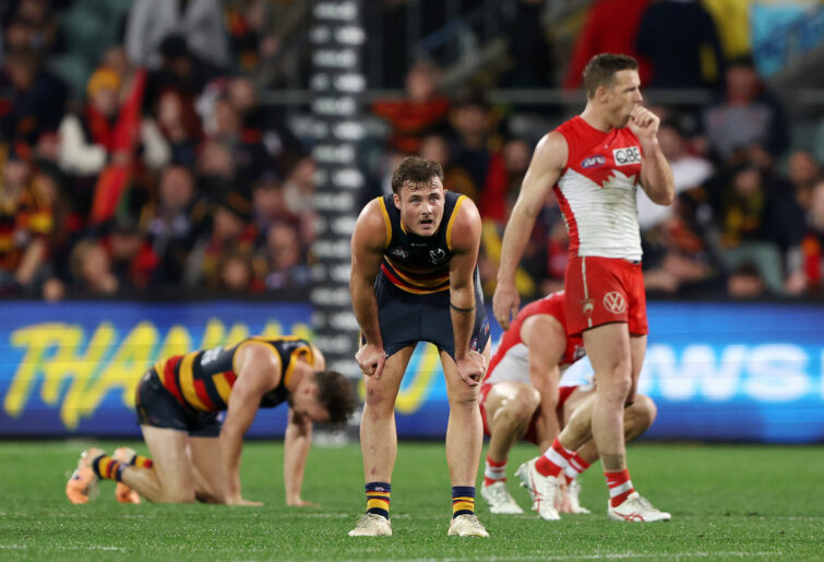 Adelaide players react to their thrilling loss to Sydney.