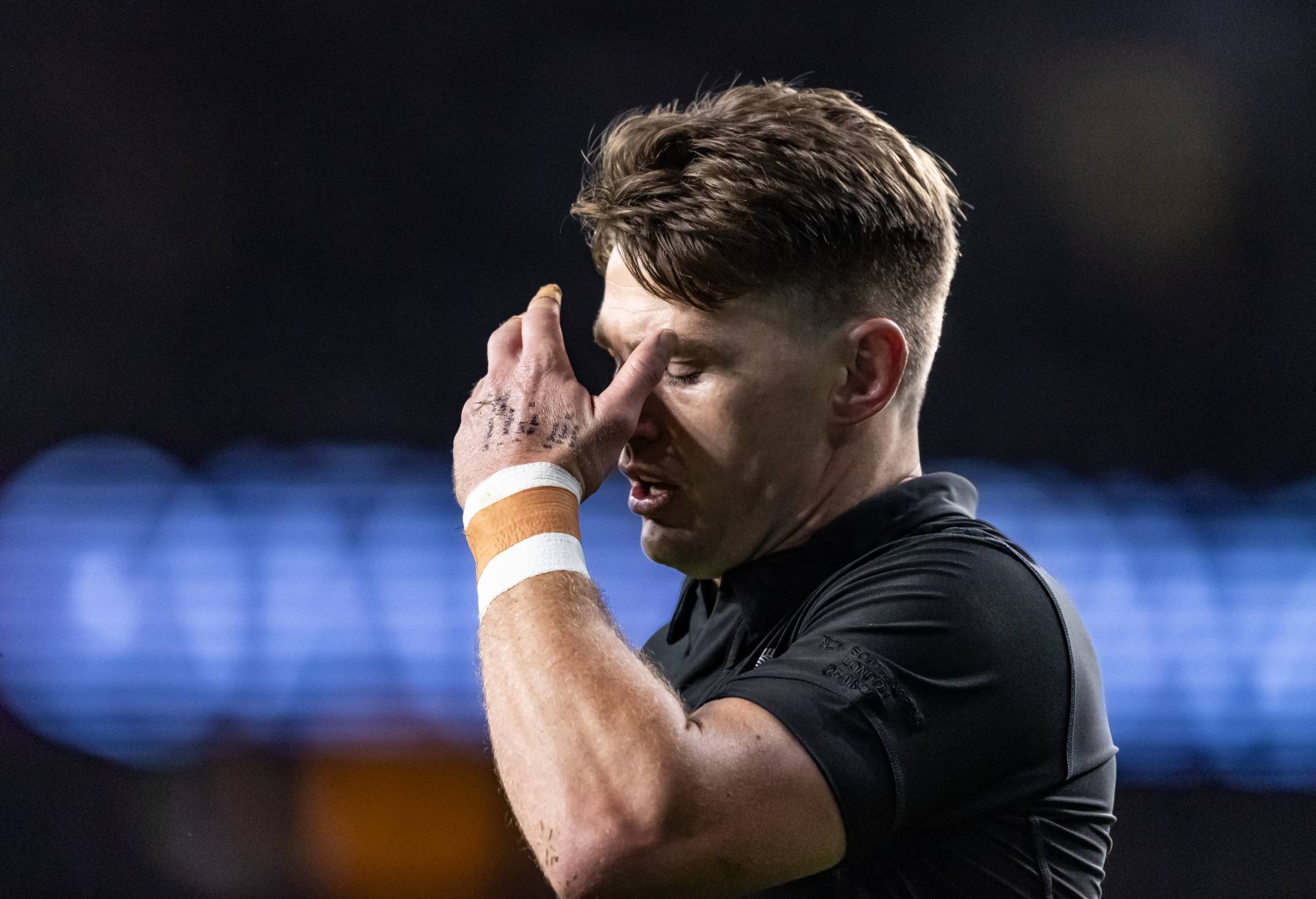 Beauden Barrett of New Zealand looks on during the Summer International match between New Zealand All Blacks v South Africa at Twickenham Stadium on August 25, 2023 in London, England. (Photo by Andrew Kearns - CameraSport via Getty Images)