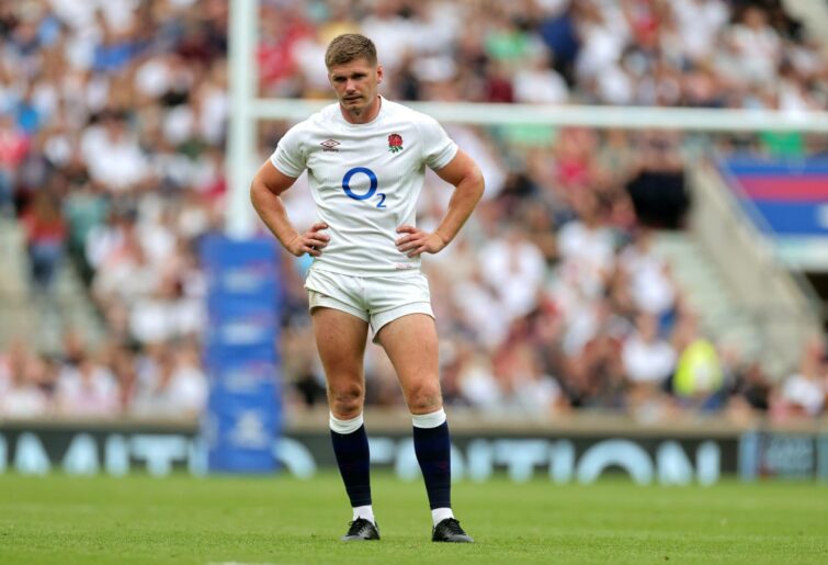 Owen Farrell the England captain looks on during the Summer International match between England and Wales at Twickenham Stadium on August 12, 2023 in London, England. (Photo by David Rogers/Getty Images)