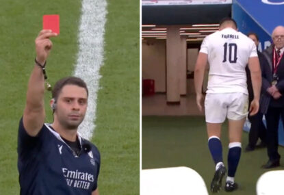 WATCH: Owen Farrell in RWC strife after red card during England's five minutes from hell