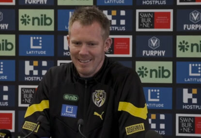 Jack Riewoldt reveals comical moment he knew 'it was all over' in emotional retirement presser