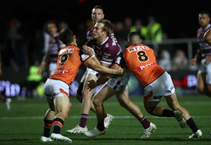 Tigers fans protest Pascoe as Manly deal out another thrashing - and even Jurbo scored