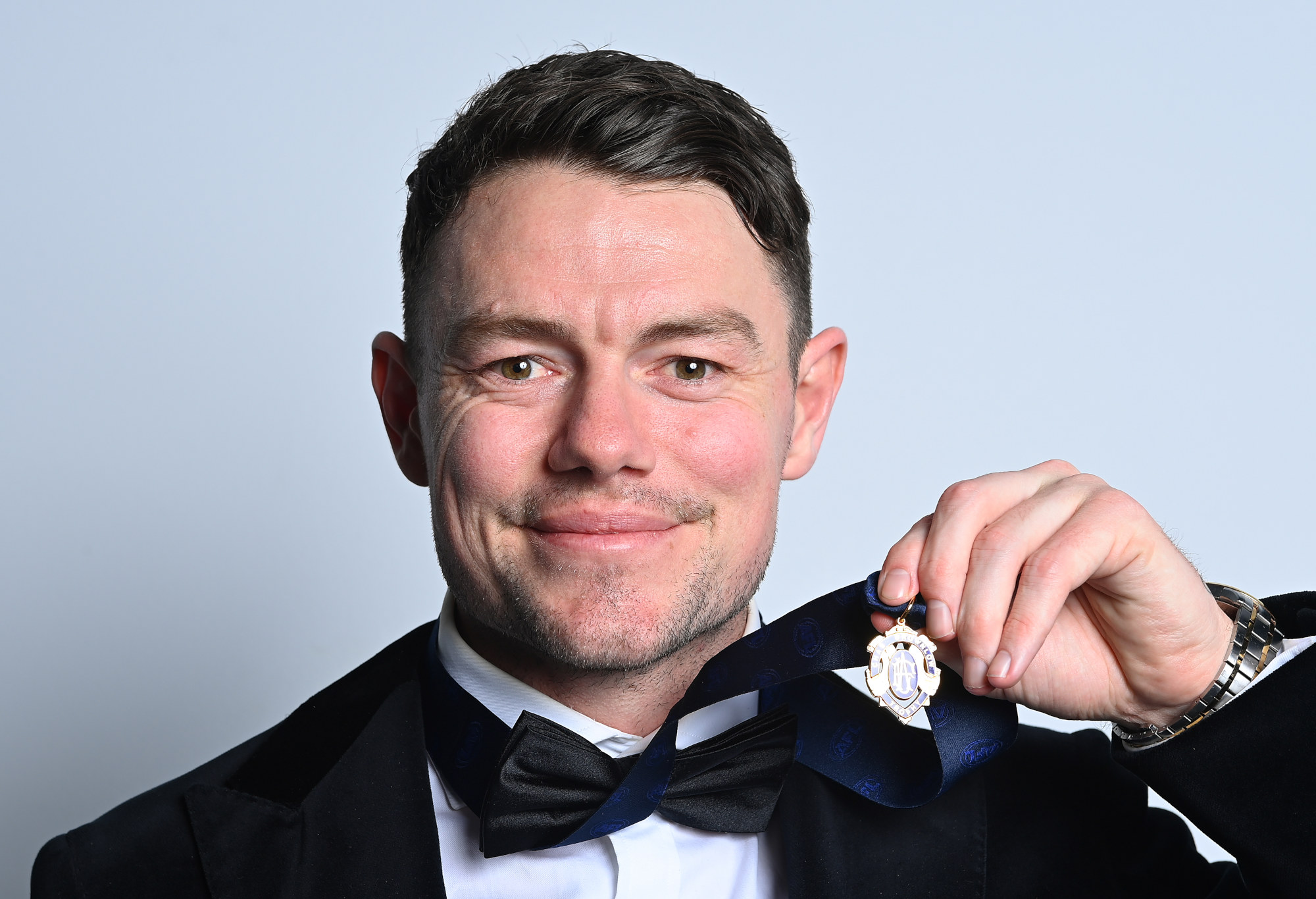 Lachie Neale with the 2023 Brownlow Medal.