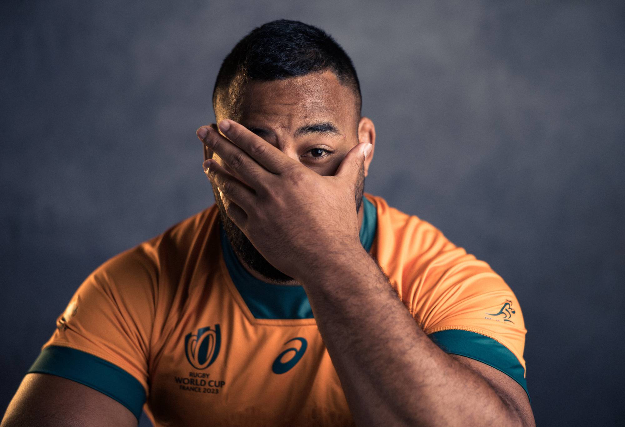Taniela Tupou of Australia poses for a portrait during the Australia Rugby World Cup 2023 Squad photocall on August 30, 2023 in Saint-Etienne, France. (Photo by Adam Pretty - World Rugby/World Rugby via Getty Images)
